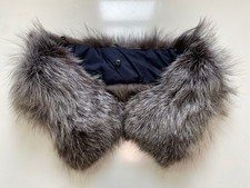 Grey with Blue Tinge Real Silver Fox Fur Collar Scarf Hood Trim