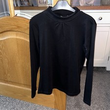 LADIES BLACK ROLLED COLLAR JUMPER by Cotton Traders size 10/12