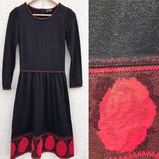 VINTAGE 70's AVAGOLF ITALIAN LUREX RED BRONZE KNITTED  SPARKLE WOOL DRESS 10
