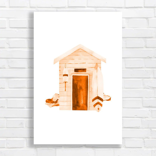 Coastal beach hut orange - coastal,