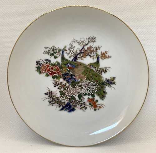 Japanese 16cm plate peacock - 16cm,