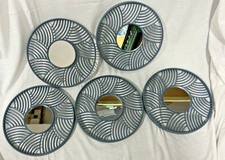 Set of 5 Round Plastic Decorative Mirrors Wall Art 9.7” Round