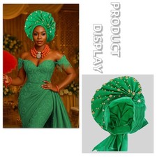 Nigerian Aso Oke African Headtie Auto Gele Party Women Turban Head Wrap Wedding