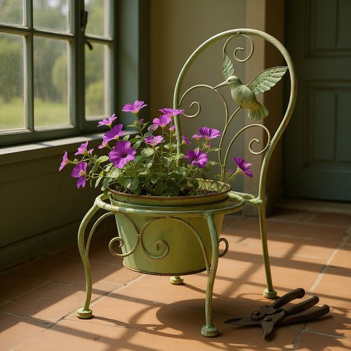 Metal plant stand - plant, single