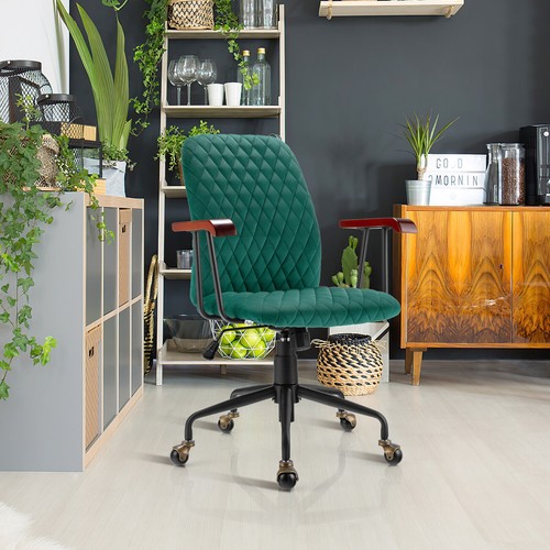 Green velvet swivel office - velvet,