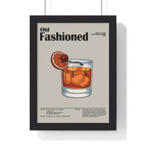 Old fashioned cocktail poster - fashioned,