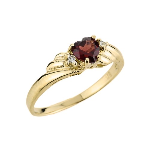 Gold ladies garnet - and, diamond