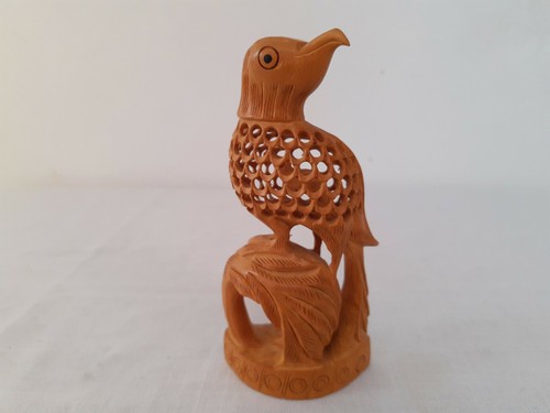 Small wood bird figurine hand - bird,