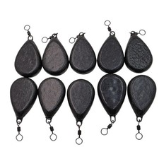 10x FLAT PEAR Carp Fishing Weights Sinkers 3oz Smooth Large Eye Swivel Black