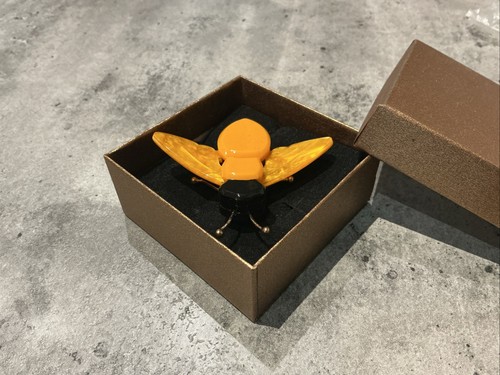 New celluloid bee brooch - celluloid,