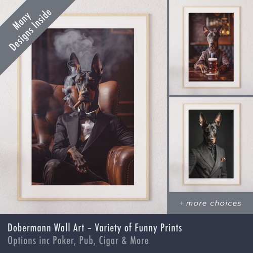 Dobermann print funny wall - print,
