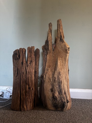Rustic driftwood floor - driftwood, lamp