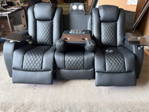 Black leather power - recliner, 3