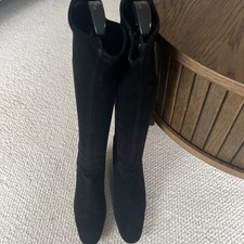 Black knee length stretch boots with wedge heel by Sergio Rossi. Size UK 7.5 Vgc