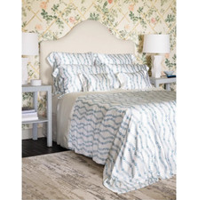 Gingerlily 100% Silk Tangleweed Blue & Ivory Queen Duvet Cover $890 NIP