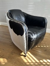 Vintage Black And White Leather Cowhide Armchair