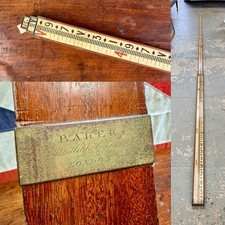 Late 18thC Surveyors Telescopic Measuring Rod or Staff Ruler by Baker of London