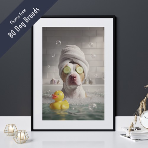 Funny dog bath - in, print