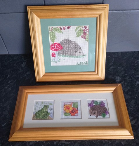 Framed finished cross stitch - cross,