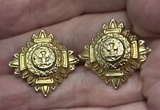 Pair of British Army Officers Gold Tone Metal Shoulder Pips Insignia Pin Badges