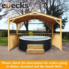 Ex Display Hot Tub Wooden Gazebo DIY Garden Kit 3m x 3m Square Pergola
