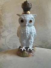 RARE, ADORABLE ANTIQUE GERMAN DRESDEN SITZENDORF PORCELAIN NOVELTY OWL OIL LAMP