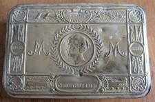 Vintage WW1 Christmas 1914 Brass Tin Box Military Memorabilia Princess Mary