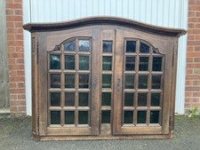 Antique 1900s Solid Oak French Gothic Revival Display Cabinet. Top of Buffet.