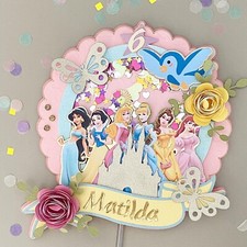 disney princess cake topper personalised, pink cake topper shaker, disney cake