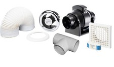 Manrose Inline Extractor Fan Light Kit with Timer Shower Bathroom -PROCFTSLKCLED