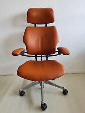 NEW TAN LEATHER HIDE Humanscale Freedom Chair Headrest Task  Arm Chrome Base