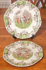 Copeland Spode's Byron Series Nb 1 and No. 2 Quartered Sandwich Plates x 2 VGC