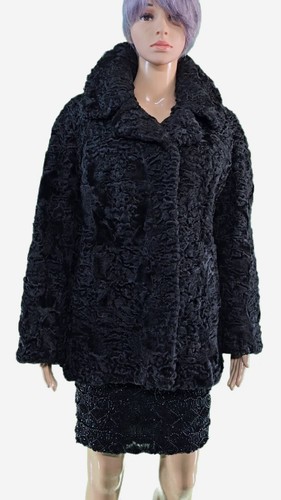 Vintage black persian lamb fur - black,