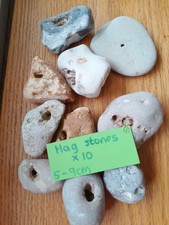 HAG STONES X10 5- 9 CM DEVON BEACH MAGIC NATURAL HOLES STONE SPIRITUAL PAGAN 