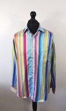 Rocola Shirt Mens Large Multicoloured Bright Crazy Striped 16 1/2 100% cotton 