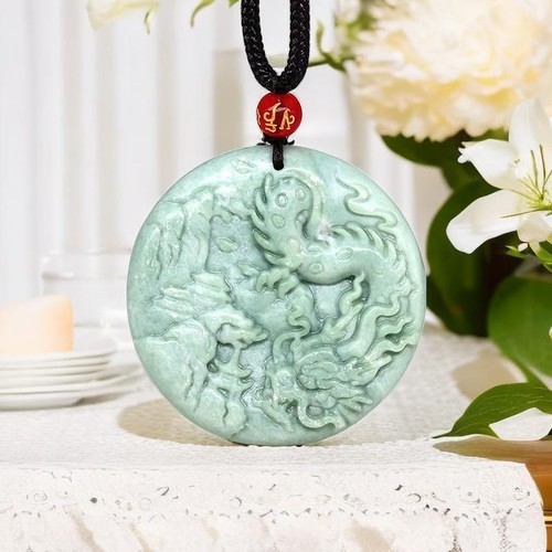 Jade dragon pendant necklace - dragon,