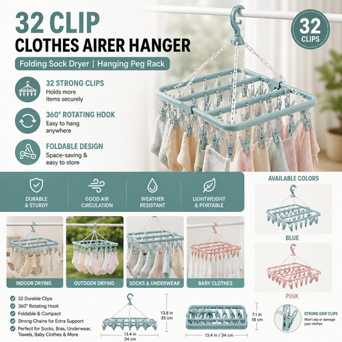 Foldable sock dryer with - dryer, 32