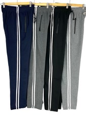 Mens FLEECE LINED Striped Joggers Tracksuit Jogging Bottoms Gym Sport Sweatpants