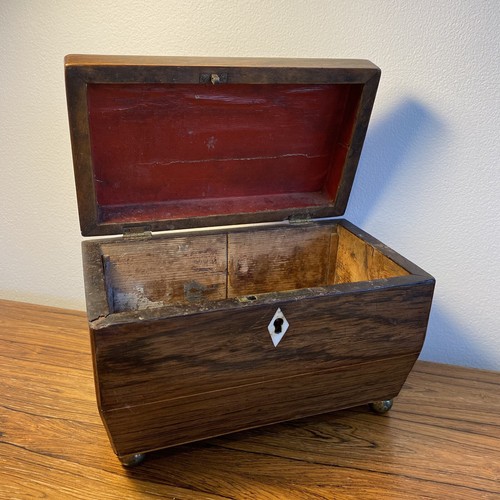 Antique tea caddy rosewood - antique,