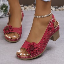 Womens Mid Wedge Heel Flower