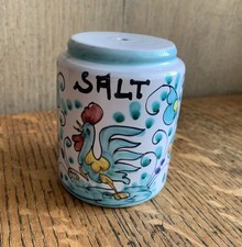 Vintage Hand Painted Large Rooster Salt Pot Made In Italy Kitsch Kitchen  