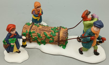 Dept 56 Heritage Village Collection - Bringing home the yule log Boxed VGC 3 pce