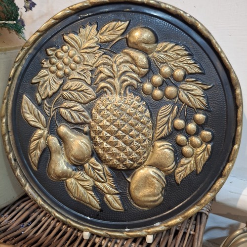 Vintage embossed brass - , wall