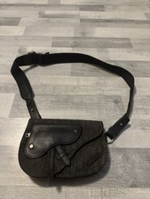 Dior Oblique Jacquard Messenger Saddle Bag Pouch Crossbody Black