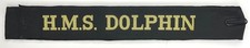 Vintage HMS Dolphin Cap Tally