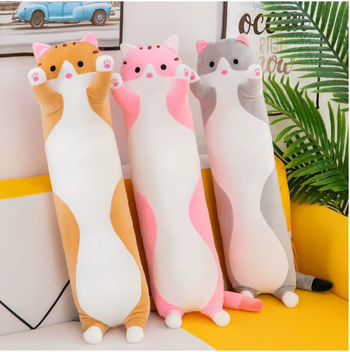 Cute cat plush toy long - toy,