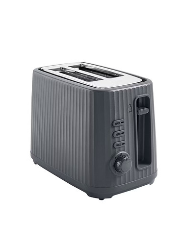 Grey ribbed slice toaster - grey,