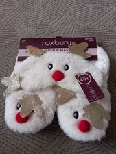 Foxbury - Christmas Reindeer slipper & Mask gift set with sherpa lining - S/M
