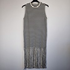 ZARA black white fringe dress size M Medium