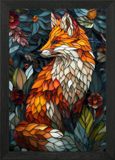 Fox Stained glass leaf BG
